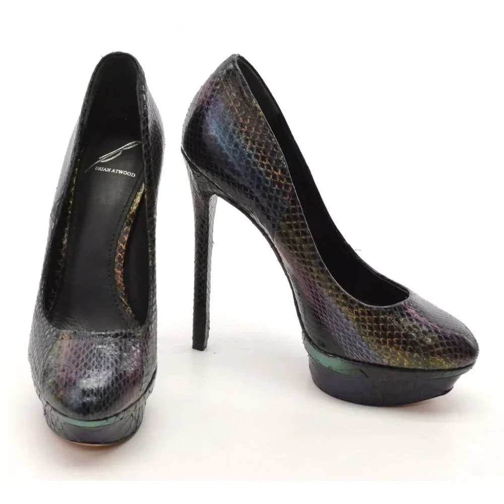 Brian Atwood Ferguson Snakeskin Platform Heels 6.5